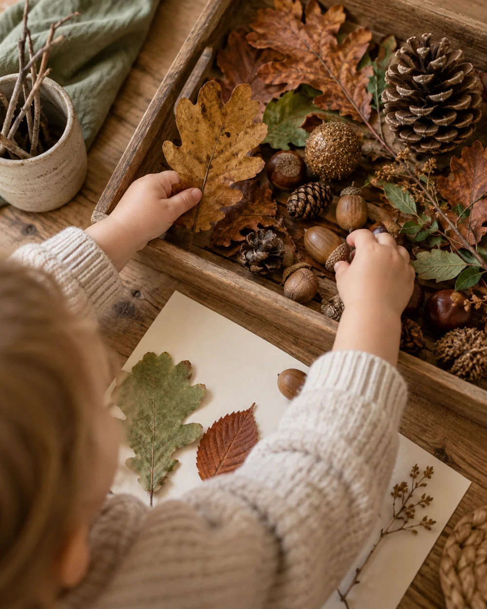 A collection of autumn leaves and nature treasures for creative play